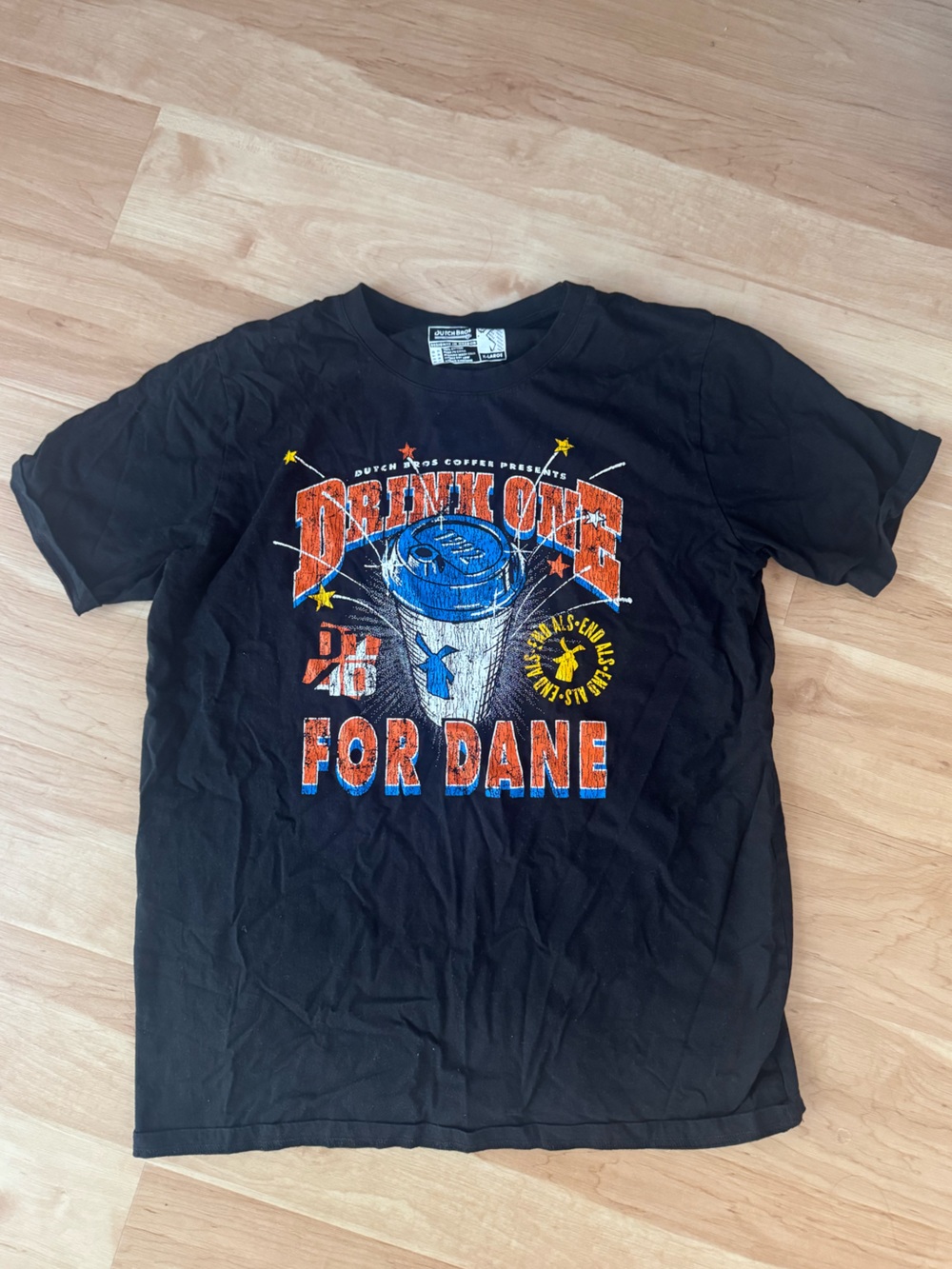 Dutch Bros Black Men's Drink One for Dane T-Shirt
